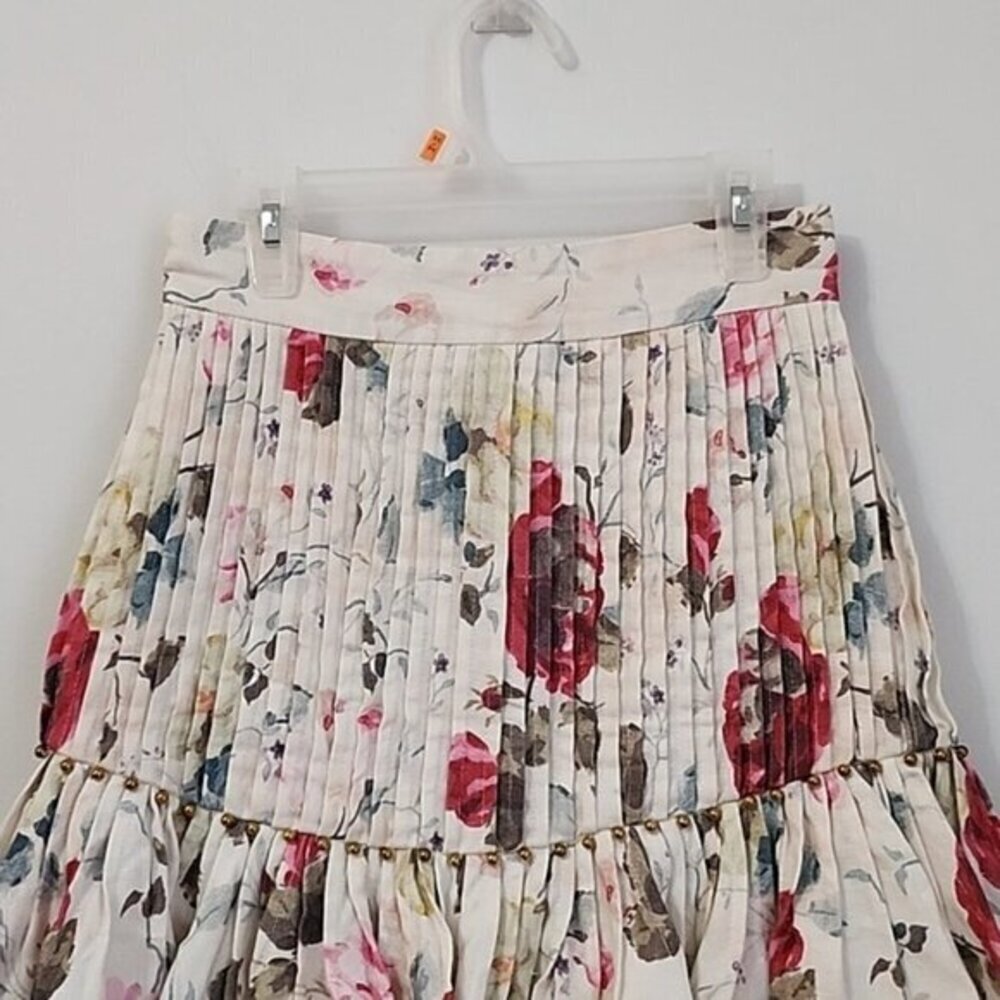 RARE Zimmermann Mischief Tuck Beaded Linen Skirt Size 0 XS - Picture 7 of 14